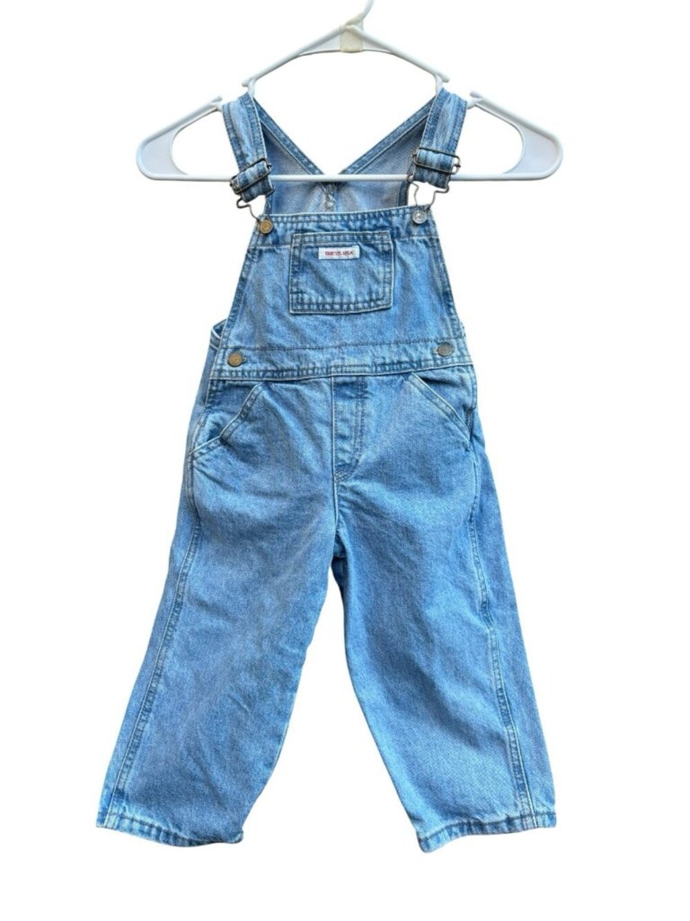 Vtg Guess Overalls Toddler 2 Y Bib Light Wash Denim Jumper Blue Y2K Wide Legs